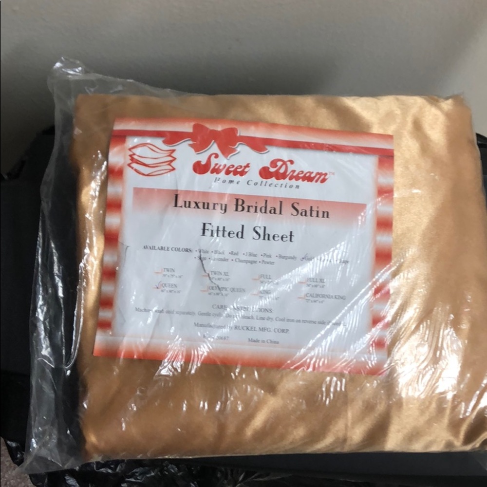 Queen Gold Satin sheet set